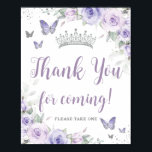 Chic Lavender Purple Floral Quinceañera Thank You Poster<br><div class="desc">Personalize this soft lavender purple floral tabletop sign poster easily and quickly. Simply click the customize it further button to edit the texts, change fonts and fonts colors. Featuring pretty pastel lavender purple flowers, delicate greenery and purple and silver butterflies. Great for Quinceañera, Sweet 16, bridal shower, debutante ball, birthday...</div>