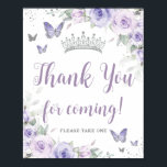 Chic Lavender Purple Floral Quinceañera Thank You Poster<br><div class="desc">Personalize this soft lavender purple floral tabletop sign poster easily and quickly. Simply click the customize it further button to edit the texts, change fonts and fonts colors. Featuring pretty pastel lavender purple flowers, delicate greenery and purple and silver butterflies. Great for Quinceañera, Sweet 16, bridal shower, debutante ball, birthday...</div>
