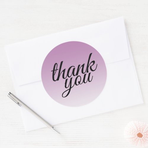 Chic lavender purple ombre thank you classic round sticker