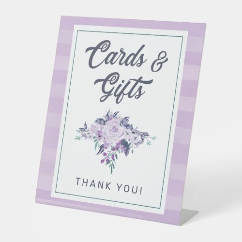 Chic Lavender Purple  Teal Floral Cards  Gifts Pedestal Sign