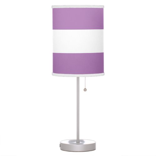 Chic Lavender Purple White Modern Wide Stripes Table Lamp