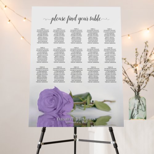Chic Lavender Rose 15 Table Wedding Seating Chart Foam Board
