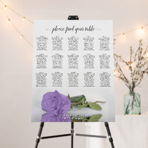 Chic Lavender Rose 15 Table Wedding Seating Chart Foam Board