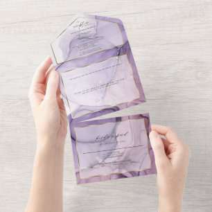 Chic Lavender Rose Abstract Ink Custom All In One Invitation