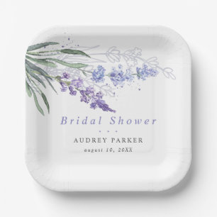 Chic Lavender Watercolor Floral Wedding Paper Plates