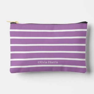 Chic Lavender & White Stripe Travel & Make Up Bag
