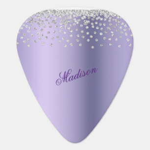 Chic Lavender with Silver Glitter Monogrammed  Guitar Pick