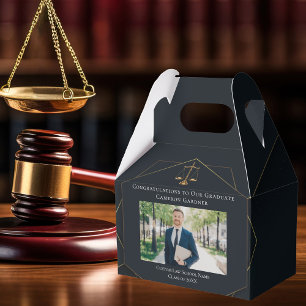 Chic Law School Photo Black Graduation Party Favor Boxes