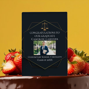 Chic Law School Photo Graduation Party Black Gold Cake Topper