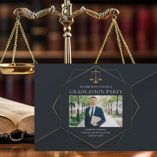 Chic Law School Photo Graduation Party Invitation