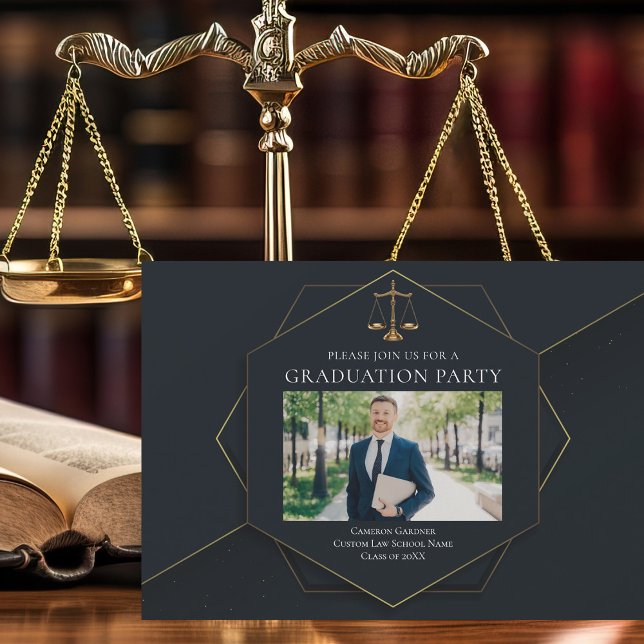 Chic Law School Photo Graduation Party Invitation (Creator Uploaded)