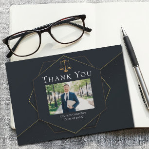 Chic Law School Photo Lawyer Graduation Thank You Card