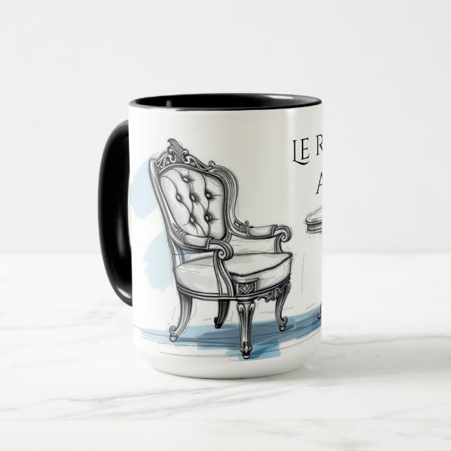 Chic Le Roi Chille Au Café Aesthetic Cafe Mug (Front Left)