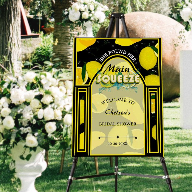 Chic Lemon Citrus Black Bridal Shower Welcome Sign (Creator Uploaded)