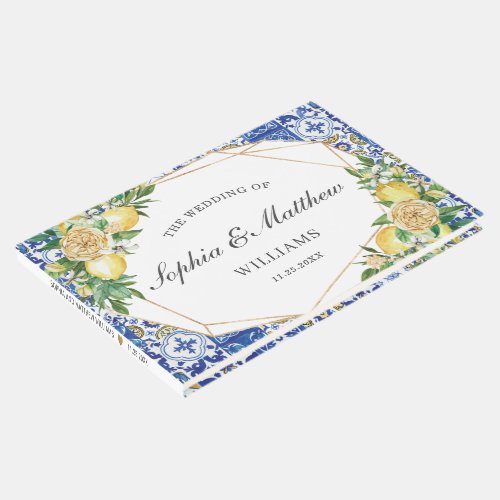 Chic Lemon Citrus Floral Destination Wedding Guest Book