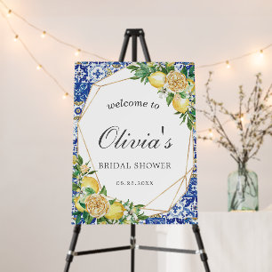 Chic Lemon Floral Geometric Bridal Shower Welcome  Foam Board
