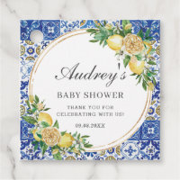 Chic Lemon Floral Greenery Baby Shower Thank You Favor Tags