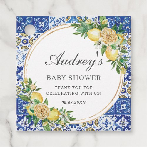 Chic Lemon Floral Greenery Baby Shower Thank You Favor Tags
