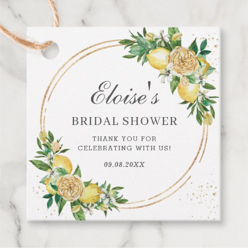 Chic Lemon Floral Greenery Bridal Shower Thank You Favor Tags
