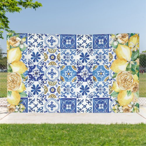 Chic Lemon Floral Meditteranean Mosaic Tiles Banner