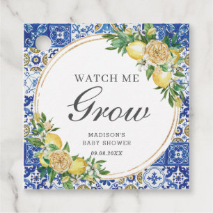 Chic Lemon Greenery Watch Me Grow Baby Shower Favor Tags