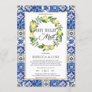 Chic Lemon Mediterranean Baby Shower by Mail Invitation