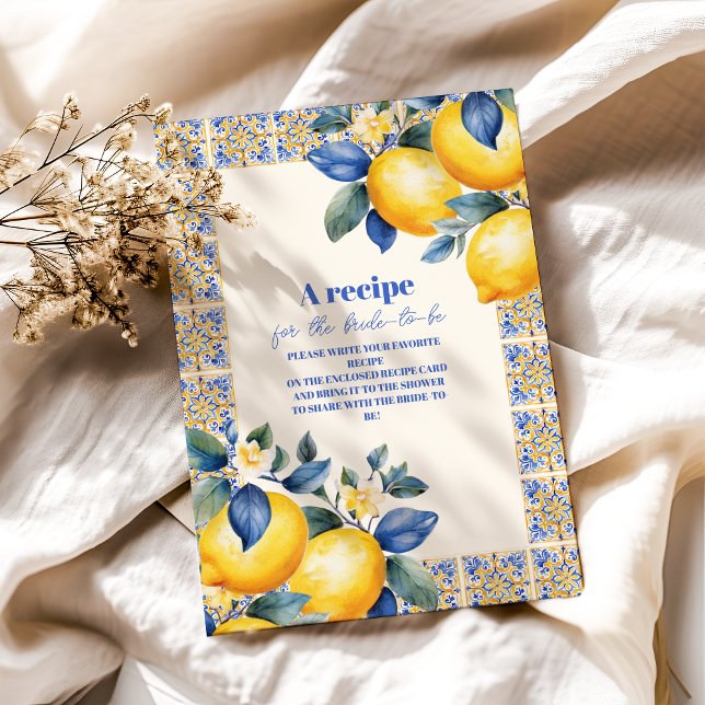 Chic Lemon Mediterranean Summer Bridal Shower Enclosure Card (Creator Uploaded)