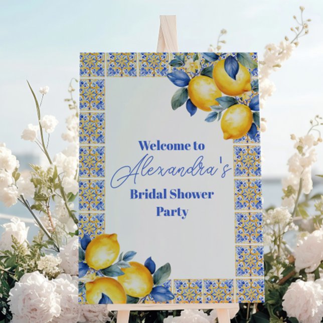 Chic Lemon Mediterranean Summer Bridal Shower Foam Board (Creator Uploaded)