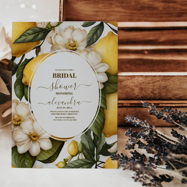 Chic Lemon Mediterranean Summer Bridal Shower Invitation (Creator Uploaded)