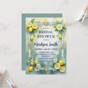 Chic Lemon Mediterranean Summer Bridal Shower Invitation