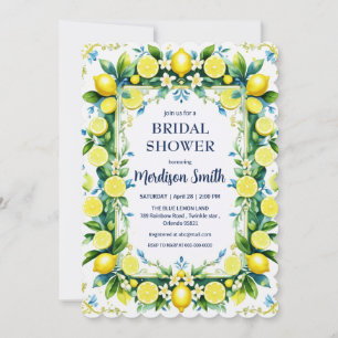 Chic Lemon Mediterranean Summer Bridal Shower Invitation