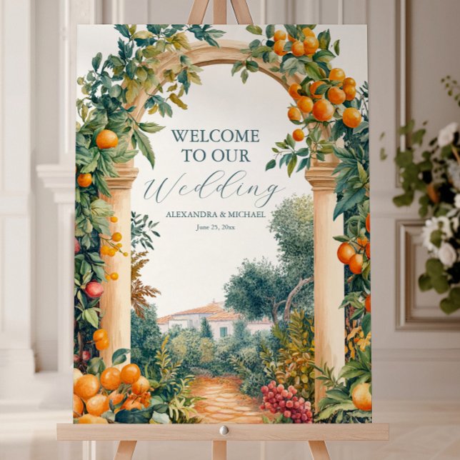 Chic Lemon Mediterranean Summer Wedding Foam Board (Creator Uploaded)
