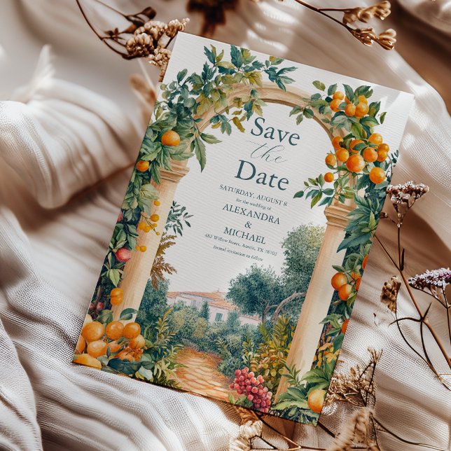 Chic Lemon Mediterranean Summer Wedding Save The Date (Creator Uploaded)