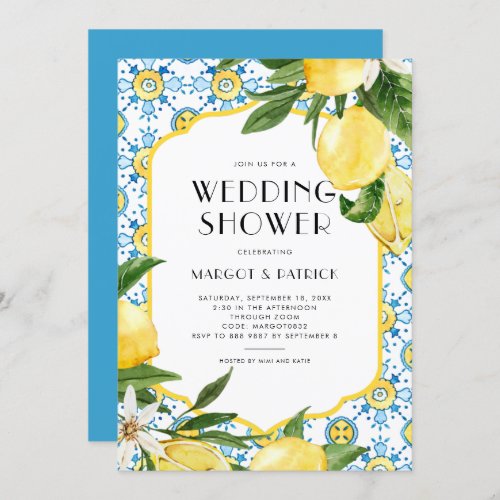 Chic Lemon Mediterranean Summer Wedding Shower Invitation