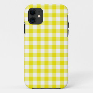 Chic Lemon Yellow and White Check Gingham Pattern iPhone 11 Case