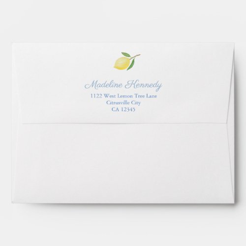 Chic Lemons Blue And White Stripes Return Address Envelope