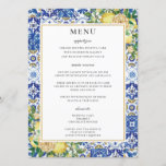 Chic Lemons Floral Greenery Mosaic Wedding Menu<br><div class="desc">Personalize this elegant timeless wedding menu with your own wording easily and quickly,  simply press the customise it button to further re-arrange and format the style and placement of the text.  Double sided. The Happy Cat Studio</div>