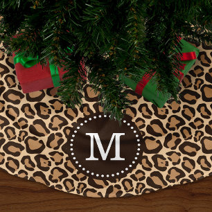 Chic Leopard Animal Print Monogram Brushed Polyester Tree Skirt