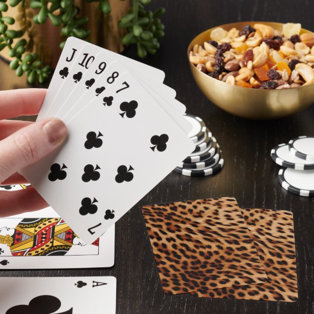 Chic Leopard Animal Print Poker Cards (In Situ)