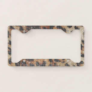 Chic Leopard Animal Print Sparkle License Plate Frame