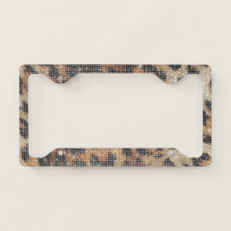 Chic Leopard Animal Print Sparkle License Plate Frame