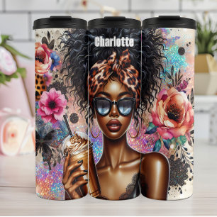 Chic Leopard Coffee Sparkle Dream Thermal Tumbler