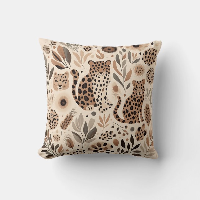 Chic Leopard Floral Design for Trendy Home  Throw Pillow (Front)