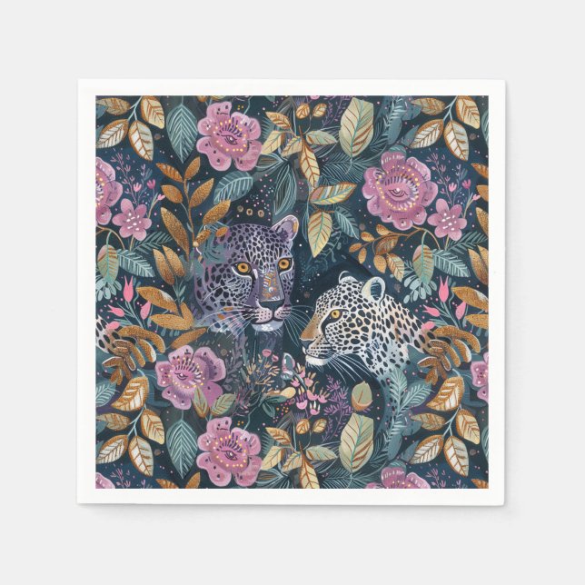 Chic Leopard floral Napkins (Front)