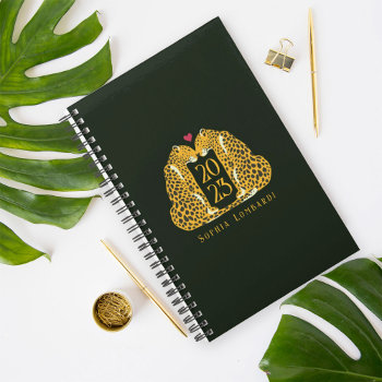 Chic Leopard Love Deep Green Planner by TheSpottedOlive at Zazzle
