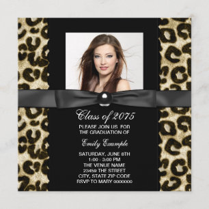 Chic Leopard Photo Graduation Announcement