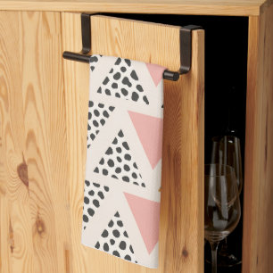 Chic Leopard & Pink Triangle Pattern Kitchen Towel