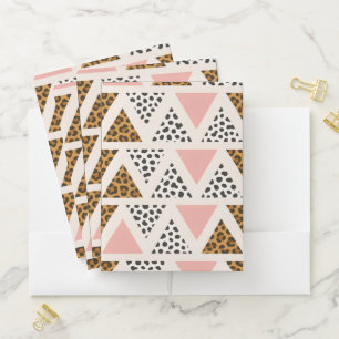 Chic Leopard & Pink Triangle Pattern Pocket Folder