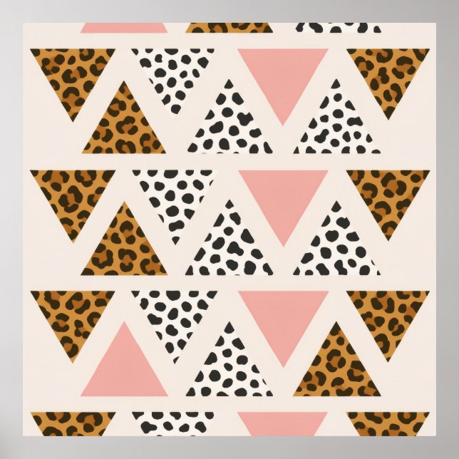 Chic Leopard & Pink Triangle Pattern Poster (Front)