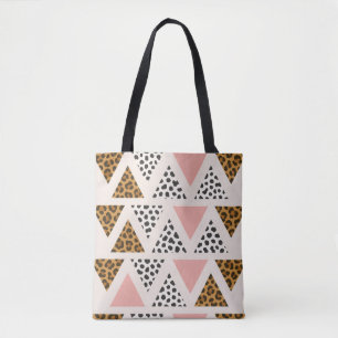 Chic Leopard & Pink Triangle Pattern Tote Bag